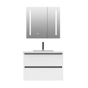 Slim 2 Drawer Bathroom Cabinet with Mirror for Small Spaces